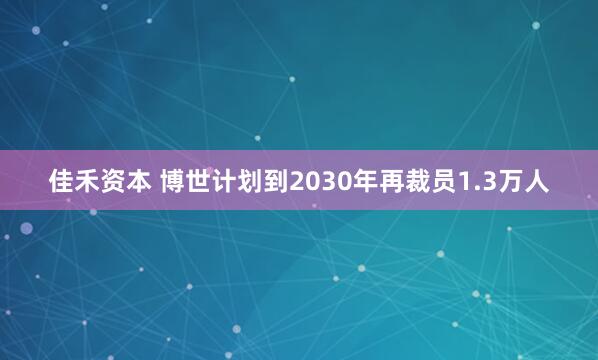 佳禾资本 博世计划到2030年再裁员1.3万人