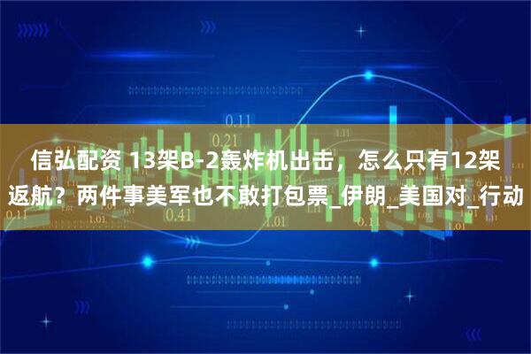 信弘配资 13架B-2轰炸机出击，怎么只有12架返航？两件事美军也不敢打包票_伊朗_美国对_行动